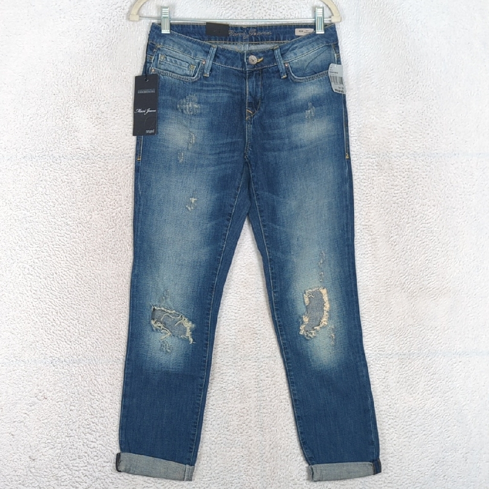 Mavi Women's Distressed ADA Sexy Boyfriend Jeans Waist 24